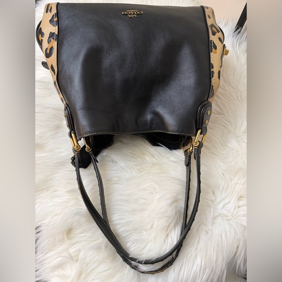 COACH Leaopard Edi Black and Tan Shoulder Bag#32728 - Picture 15 of 16